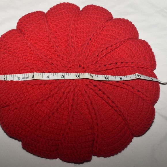 Red Designer Crochet Beret - Picture 5 of 9